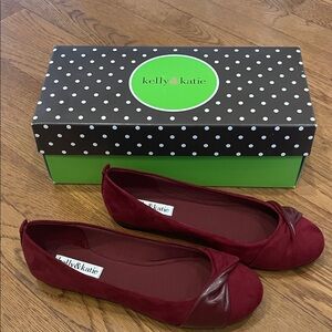 Kelly & Katie Burgundy Suede Flats